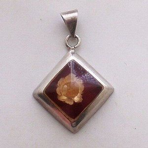 Mexico Mexican Vintage Sterling Silver 925 Rose Flower Pendant Charm